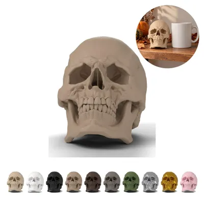 Produktbild von Totenkopf Deko Schädel realistisch 9,3 cm, PLA – Eiche