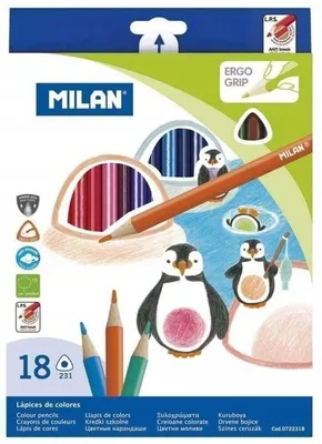 Produktbild von MILAN Dreieckige Buntstifte 18 Farben Künstlerbedarf
