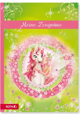 Produktbild von ROTH Zeugnismappe Einhornglück mit Glitzereffekt, 10 A4 Klarsichthüllen dokumentenecht - Einhorn Unicorn Dokumentenmappe
