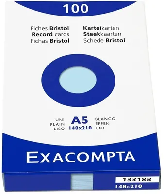 Produktbild von Karteikarten A5 blanko blau VE=10x100 Stück