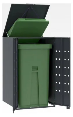 Produktbild von Mülltonnenbox aus Edelstahl für 1 Mülltonne in Stahl-Anthrazit