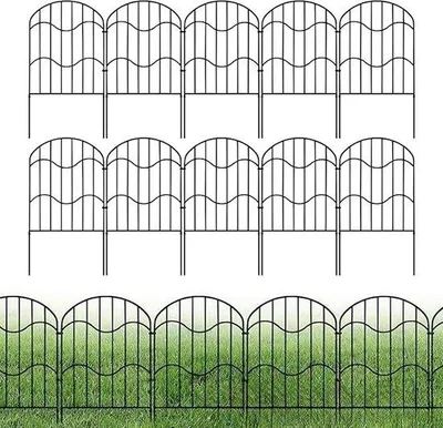 Produktbild von Metallzaunpaneele - Dekoratives Gartenzaun-Set - Rostbeständiges Metall - 10 Stück