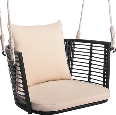 Produktbild von COSTWAY Hängesessel bis 180kg, Hängesitz mit Sitz-, Rückenkissen und Hängeseilen, Hängestuhl braun