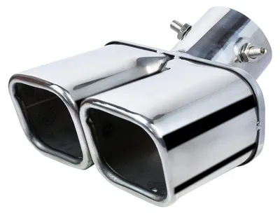 Image de Échappements en acier inoxydable, double sortie avec tuyaux carrés, couleur argent