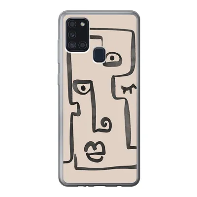 Produktbild von MuchoWow® Handyhülle Schutzhülle Hülle für Samsung Galaxy A21s Auge - Lippen - Strichzeichnung Silikon Softcase Handy Hülle - Hartschale