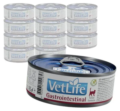 Zdjęcie produktu dla Farmina Vet Life Gastrointestinal Feline 12x85g Mokra Karma Dla Kota z Ostrymi Zaburzeniami Wchłaniania Jelitowego
