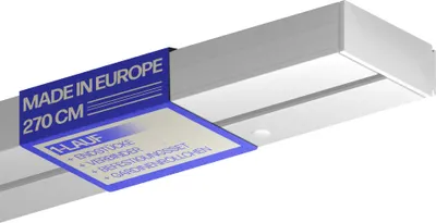 Produktbild von Gardinenschiene 270cm (3x90cm) / 1-läufig Vorhangschiene Komplettset (Verbinder,Befestigungs-Set,Seitendeckel,Gardinenröllchen)