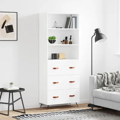 Produktbild von The Living Store Highboard Weiß 69,5x34x180 cm Holzwerkstoff