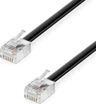 Produktbild von deleyCON 0,5m Telefonkabel RJ11 Modularkabel 6P4C Westernkabel RJ11 auf RJ11 Stecker Flachkabel Telefondose Modem Router Fax ISDN DSL VDSL Internet Schwarz