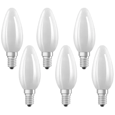 Produktbild von 6 x Bellalux LED Filament Leuchtmittel Kerze 2,5W = 25W E14 matt 250lm warmweiß 2700K