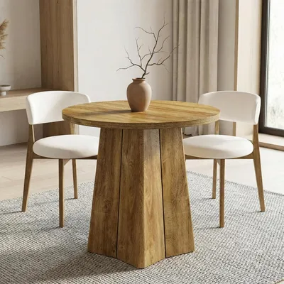 Obrázek produktu pro Jídelní stůl, 80 cm, venkovský styl, rustikální, hnědý, pro 2-4 osoby