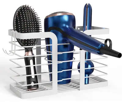 Productafbeelding van Haardrogerhouder, zonder boren, plakkerig, voor de badkamer, wit