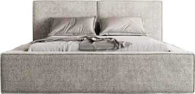 Productafbeelding van FEDVE gestoffeerd bed Lesti, bekleed met bouclé-stof, 180x200 cm, grijs