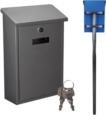 Produktbild von Wandbriefkasten Standfuß, Namenssschild & 2 Schlüssel Postkasten in Silber