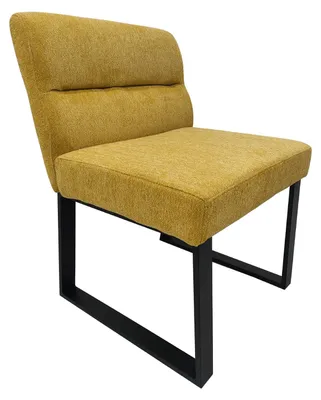 Produktbild von Stuhl Liron Gelb mit Chenille-Optik, Kufengestell, 60x60x82 cm (BxTxH), bis 140 kg