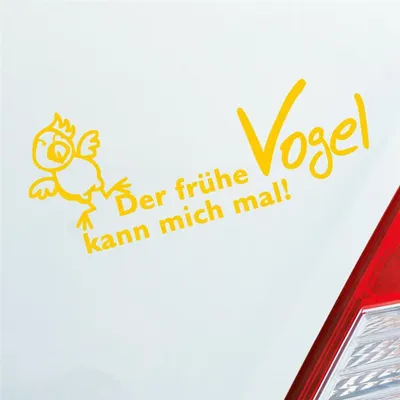 Produktbild von Auto Aufkleber Der frühe Vogel kann mich mal 18x7,5 cm Gelb Sticker Heckscheibenaufkleber