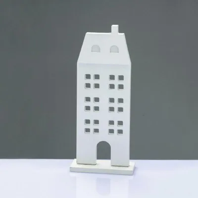Zdjęcie produktu dla ACA Podświetlana drewniana chatka bożonarodzeniowa, biała, 11,5 x 5 x 27,5 cm, X062768