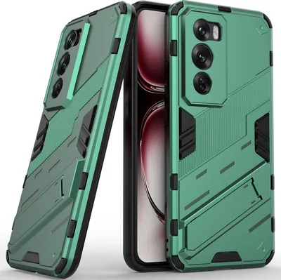 Produktbild von Armor Hülle für Oppo Reno12 Pro Hybrid PC TPU Bumper Stoßfestes Schutzhülle mit Standfunktion Grün