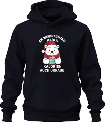 Zdjęcie produktu dla Calories Have Holiday Christmas Polar Bear Cocoa Sweet Gift Uni Bluza z kapturem, Granatowy, S