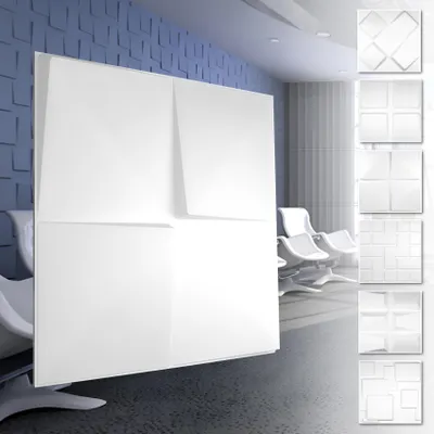 Produktbild von 3D Wandpaneele aus PVC Kunststoff - weiße Wandverkleidung mit 3D Optik - Cube Motive