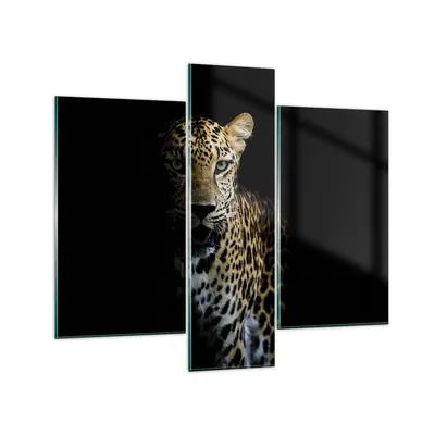 Produktbild von Bilder auf glas - 3 Teile - Schattig Leopard Panther - 95x80cm - Glasbilder - Wandbilder - Bilder - zum Aufhängen bereit - Wanddekoration aus Glas - Glas Bilder - Wandbild auf Glas - GCB95x80-4585