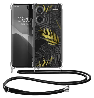 Produktbild von kwmobile Necklace Case kompatibel mit Xiaomi Redmi Note 13 Pro+ 5G / Redmi Note 13 Pro Plus 5G Hülle - Silikon Cover mit Handykette - Gelb Grau