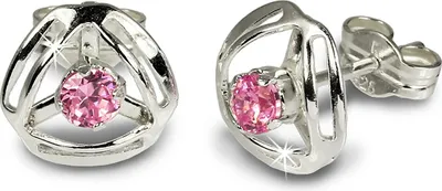 Produktbild von SilberDream Ohrstecker für Damen 925 Silber rosa Zirkonia Ohrringe 9mm SDO528P
