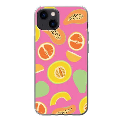 Produktbild von MuchoWow® Handyhülle Schutzhülle Hülle für iPhone 13 Obst - Muster - Rosa Silikon Softcase Handy Hülle - Karteninhaber