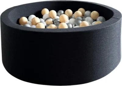 Produktbild von Monio for Kids - Graphite Runder Trockener Ballpool mit 200 Bällen 90x30 cm Baby Bällebad Spielpool abnehmbarer Bezug waschbar sicherer