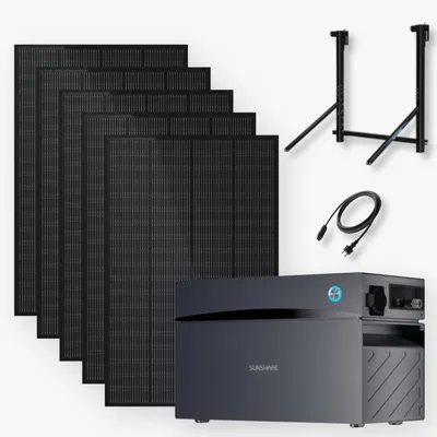Produktbild von Sunshare RAY Balkonkraftwerk 1000 Wp, GLORY Speicher 2,0 kWh, Geländerhalterung