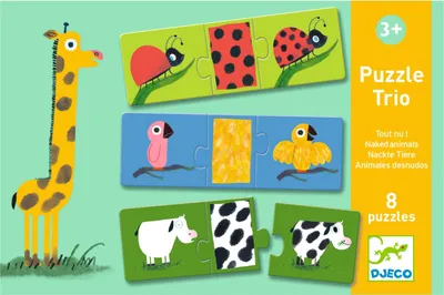 Produktbild von Puzzle-Trio Djeco entkleidete Tiere