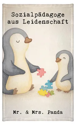 Produktbild von Mr. & Mrs. Panda Handtuch Sozialpädagoge Leidenschaft Design - Weiß - Geschenk, baumwolle, Frotteetuch, Klein, Kleines, Gästehandtuch 30x50