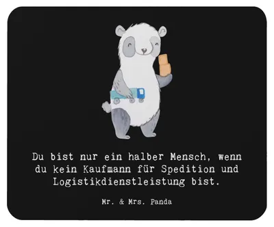Produktbild von Mr. & Mrs. Panda Mauspad Kaufmann für Spedition und Logistikdienstleistung Herz - Schwarz - Geschenk, Mousepad, Spruch, laptop, Witzig, Lustig, Logistiker, Mouse Pad, pc