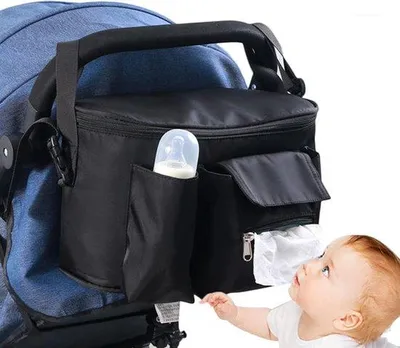 Produktbild von Famanu Kinderwagenorganizer - Praktische Aufbewahrung für Babyutensilien - Schwarz