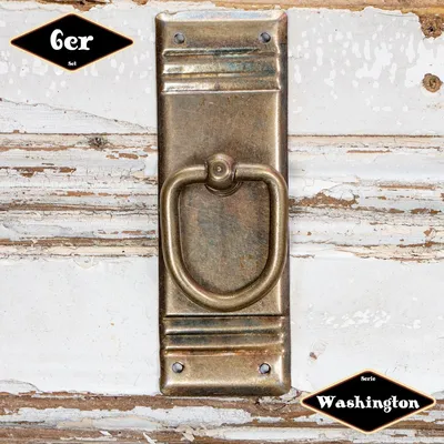 Produktbild von Schubladengriff,Serie "Washington",6er Pack| Eisen in Messing pat. | H9,6xB3,4cm