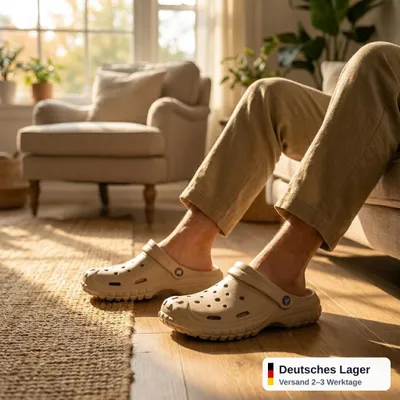 Produktbild von Clogs Hausschuhe Herren EVA rutschfeste Sohle - Beige, Gr. 43
