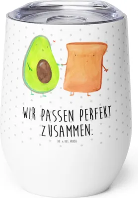 Produktbild von Mr. & Mrs. Panda edelstahl thermobecher Avocado Toast - Weiß - Geschenk, Pärchen, glühwein tasse, Thermo Becher, Hochzeit, kaffee, thermosbecher, Weinbecher