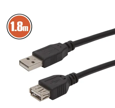 Produktbild von USB-Verlängerungskabel 1,8 m - USB-A-Stecker auf USB-A-Buchse Schwarz [20315]