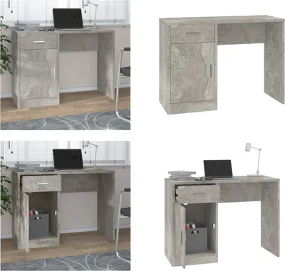 Produktbild von vidaXL Schreibtisch mit Stauraum Betongrau 100x40x73 cm Holzwerkstoff - Schreibtisch - Schreibtische - Bürotisch - Computertisch