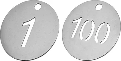 Image de Porte-clés numéroté 1 à 100 en acier inoxydable CombiCraft -30 mm rond