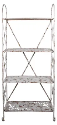 Produktbild von Clayre & Eef Wandregal 76x47x177 cm Weiß Braun Metall