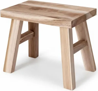 Produktbild von Vintage Holz Fußhocker Braun Rustic 24cm Tritthocker Schemel Fußbank Bänkchen