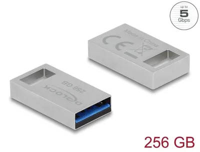 Produktbild von DeLOCK USB 5 Gbps Speicherstick 256 GB - Metallgehäuse, 256 GB, USB Typ-A, 3.2 Gen 1 (3.1 Gen 1), 109 MB/s, Ohne Deckel, Grau