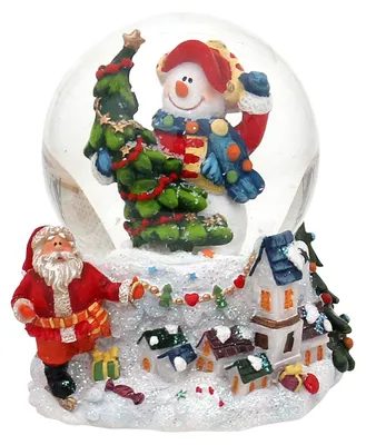 Produktbild von Schneekugel mit Schneemann, Tannenbaum - 9 x 8 cm - Winterlandschaft auf Sockel