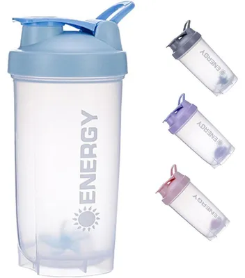 Productafbeelding van Proteïneshaker met mengbal, 500 ml, blauw