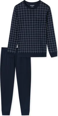 Produktbild von Schiesser langer Pyjama navy mit Brusttasche