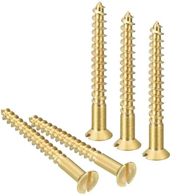 Obrázek produktu pro Samorezné šrouby, 10 ks, M6 x 60 mm, závitový pohon, zapuštěná hlava, samorezné šrouby pro dřevěný nábytek s hnědým povrchem.