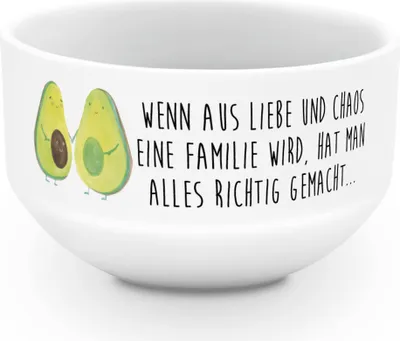 Produktbild von Mr. & Mrs. Panda schale Avocado Pärchen - Weiß - Geschenk, Schwangerschaft, reisschale, Schüssel, Hochzeit, frühstücksbowl, Kinder, Familie, Müslischüssel, Liebe