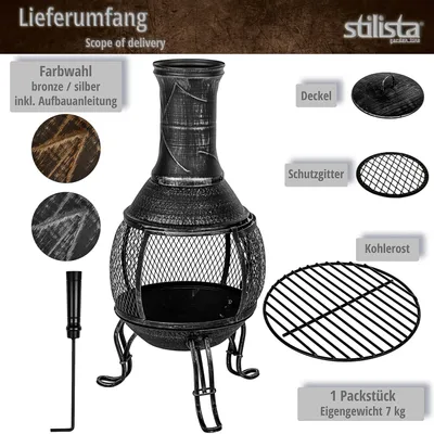 Zdjęcie produktu dla STILISTA Kominek tarasowy, 89 cm, srebrny / szary