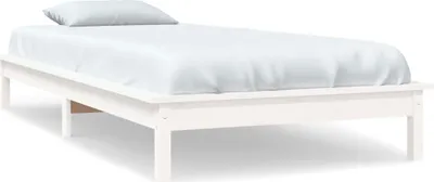 Image de vidaXL Lit en bois massif blanc 90x190 cm pin